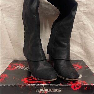 Fergalicious Black Heeled Boots for Women